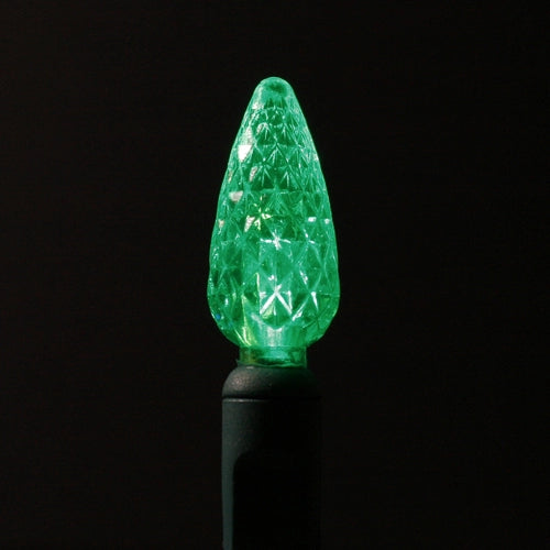 LED 70LT C6, 4" spacing, 23.7', green cord, UL, green bulbs