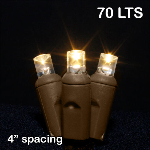 Sival LED 70LT Polka Dot (5mm) Christmas Light String - Brown Wire with Warm White (s), 1-String Pack