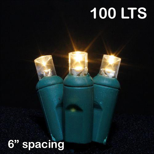Sival LED 100LT Polka Dot (5mm) Christmas Light String, 6" spacing - Green Wire & Warm White Bulbs (s), 24-String Pack