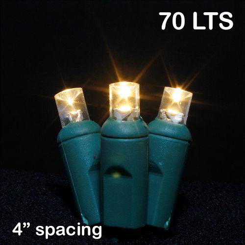 Sival LED 70LT Polka Dot (5mm) Christmas Light String - Green Wire (s), Warm White, 1-String Pack