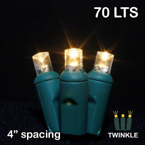 Sival LED 70LT TWINKLE Polka Dot (5mm) Christmas Light String - Green Wire (s), Cool White, 24-String Pack