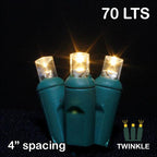 Sival LED 70LT TWINKLE Polka Dot (5mm) Christmas Light String - Green Wire (s), Warm White, 24-String Pack