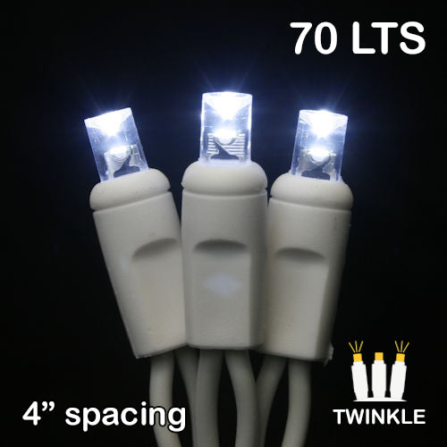 Sival LED 70LT TWINKLE Polka Dot (5mm) Christmas Light String - White Wire (s), Cool White, 24-String Pack