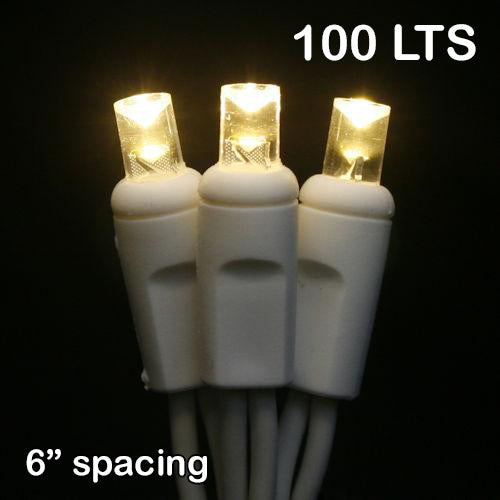Sival LED 100LT Polka Dot (5mm) Christmas Light String, 6" spacing - White Wire & Warm White Bulbs (s), 1-String Pack