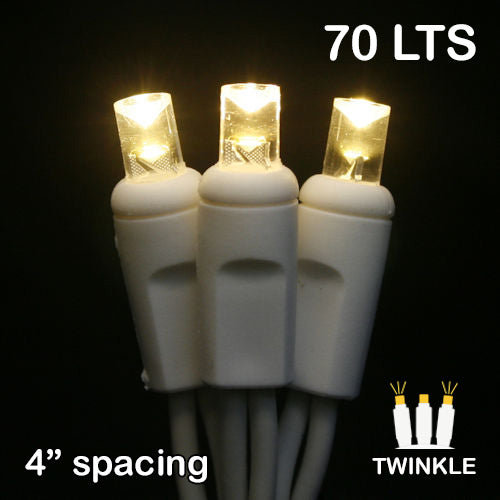 Sival LED 70LT TWINKLE Polka Dot (5mm) Christmas Light String - White Wire (s), Cool White, 1-String Pack