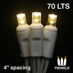Sival LED 70LT TWINKLE Polka Dot (5mm) Christmas Light String - White Wire (s), Warm White, 24-String Pack