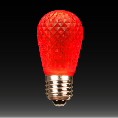 Sival LED S14 Faceted Plastic Bulb, 5 SMD LEDs, 0.8W - Various Colors Available - (Medium Base/E27), Green, 25-Pack