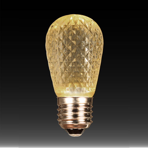 Sival LED S14 Faceted Plastic Bulb, 5 SMD LEDs, 0.8W - Various Colors Available - (Medium Base/E27), Green, 25-Pack