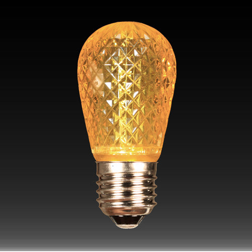 Sival LED S14 Faceted Plastic Bulb, 5 SMD LEDs, 0.8W - Various Colors Available - (Medium Base/E27), Green, 25-Pack