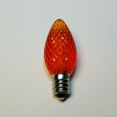Sival LED C7 Christmas Light Bulb, 3 LEDs, 0.96W - Various Colors Available - (Candelabra Base/E12), Amber (orange), 25-Pack