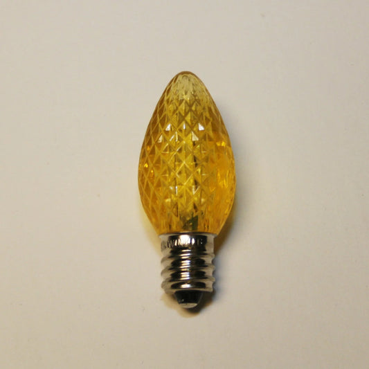 LED C7 Bulb, E12 candelabra base, 130V, .37W, UL, yellow, 3