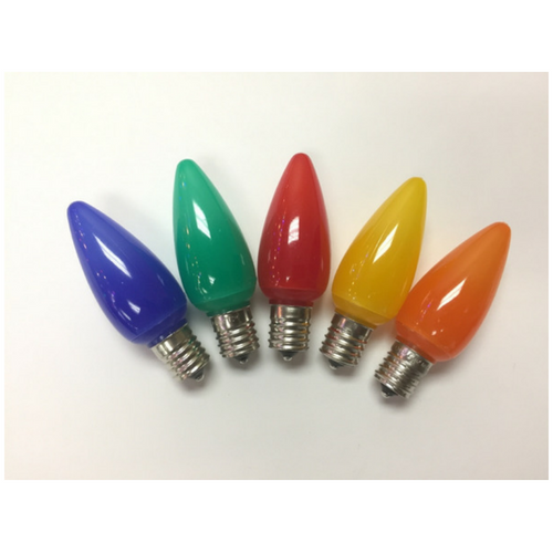 Sival LED C9 Opaque (Frosted) Smooth Plastic Christmas Light Bulb, 0.58W - Various Colors Available, Red, 25-Pack