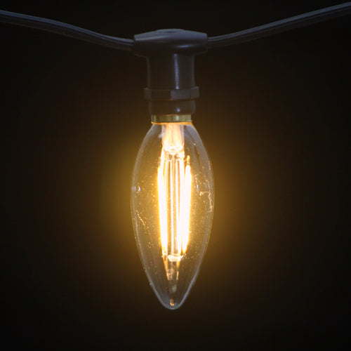 Sival LED Filament B10 (C10) Chandelier Bulb, 2W, Clear - (Candelabra Base/E12), 25-Pack