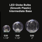 Sival LED G40 Globe Smooth Plastic Bulb, 5 LEDs, 0.96W - Cool White or Sun Warm White - (Intermediate Base/E17), 25-Pack