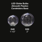 Sival LED G50 Smooth Plastic Globe Bulb, 2 SMD LEDs, 0.58W, Sun Warm White, E12 Candelabra Base, 25-Pack