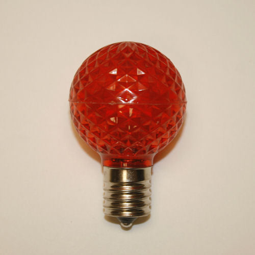 Sival LED G40 Faceted Plastic Globe Bulb, 5 LEDs, 0.96W - Various Colors Available - (Intermediate Base/E17), Amber (orange), 25-Pack