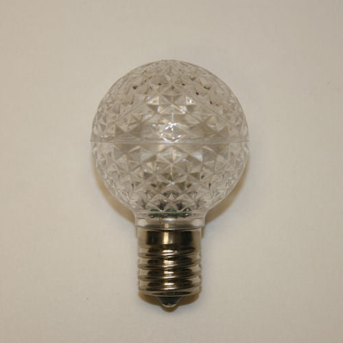 Sival LED G40 Faceted Plastic Globe Bulb, 5 LEDs, 0.96W - Various Colors Available - (Intermediate Base/E17), Yellow, 25