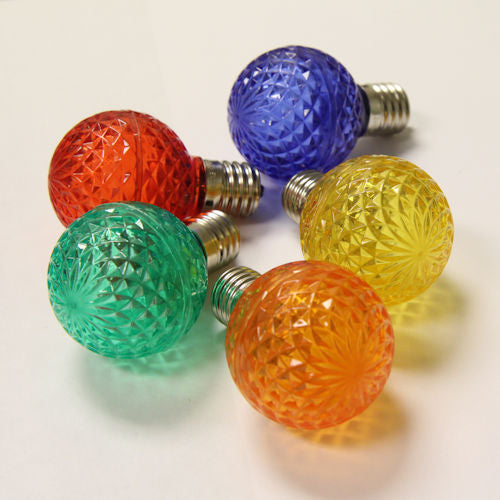 Sival LED G40 Faceted Plastic Globe Bulb, 5 LEDs, 0.96W - Various Colors Available - (Intermediate Base/E17), Blue, 500-Pack