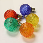 Sival LED G40 Faceted Plastic Globe Bulb, 5 LEDs, 0.96W - Various Colors Available - (Intermediate Base/E17), Blue, 25-Pack