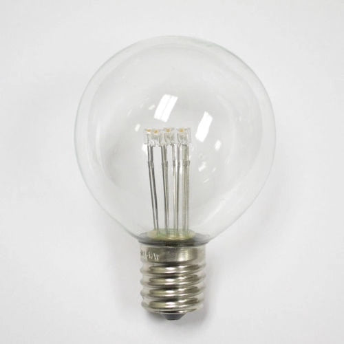 LED G50, glass, warm white, 6 LEDs, E17, 130V, nickel base,