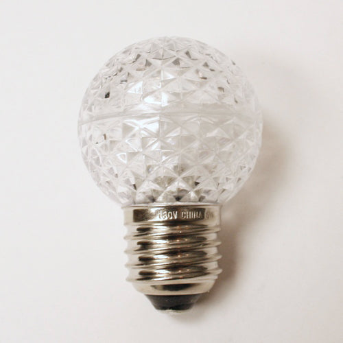 Sival LED G50 Globe Faceted Plastic Bulb, 10 LEDs, 1.5W - Various Colors Available - (Medium Base/E27), Amber (orange), 