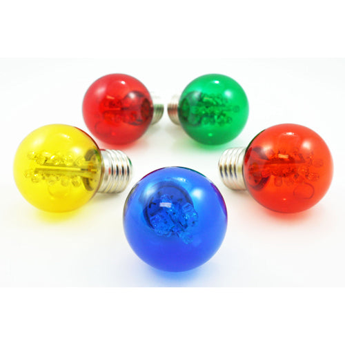 Sival LED G50 Globe Glass Party Bulb, 16 LEDs, 0.7W - Various Colors Available - (Medium Base/E27), Yellow, 25-Pack