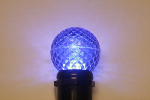Sival LED G50 Globe Faceted Plastic Bulb, 10 LEDs, 1.5W - Various Colors Available - (Medium Base/E27), Amber (orange), 25-Pack