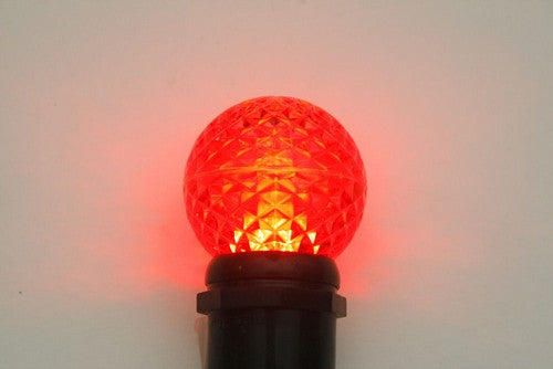 Sival LED G50 Globe Faceted Plastic Bulb, 10 LEDs, 1.5W - Various Colors Available - (Medium Base/E27), Sun Warm White, 25-Pack