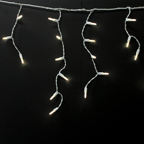 Sival LED Icicle (M5/M6 Style) Light String - White Wire (s), Cool White, 1-String Pack