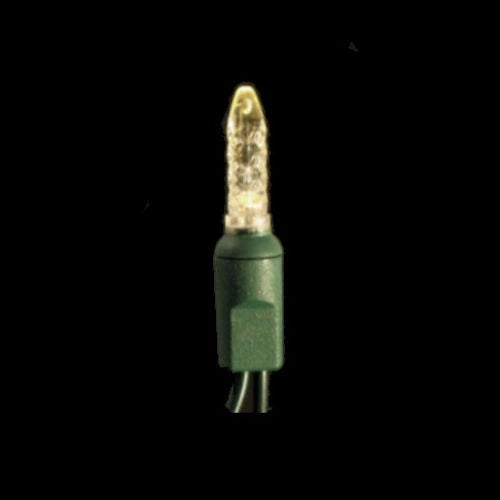 LED Icicle string, 70 M6 bulbs, 15 drops, GREEN cord, warm w