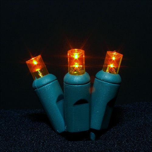 Sival LED 70LT Polka Dot (5mm) Christmas Light String - Green Wire (s), Orange, 24-String Pack