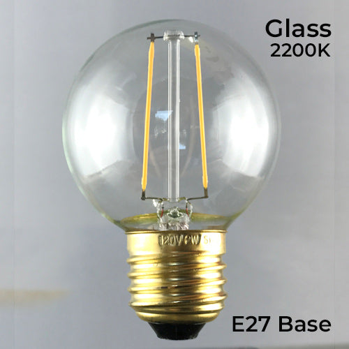 Sival LED Filament G50 Globe Bulb, 2W, Clear - (Medium Base/E27), 25-Pack