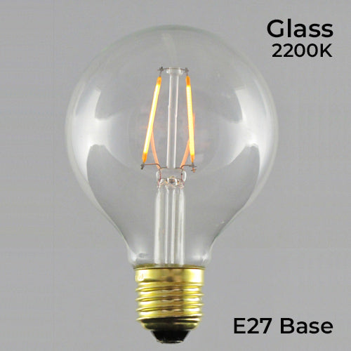 Sival LED Filament G80 Globe Bulb, 2W, Clear - (Medium Base/E27), 50-Pack