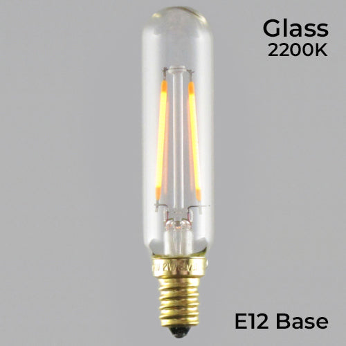 Sival LED Filament T6 Tubular Bulb, 2W, Clear - (Candelabra Base/E12), 10-Pack