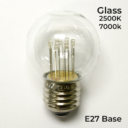 Sival LED G50 Globe Glass Party Bulb, 9 LEDs, 0.8W - Cool White or Warm White - (Medium Base/E27), 250-Pack