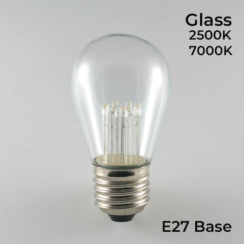 Sival LED S14 Glass Party Bulb, 9 LEDs, 0.8W - Cool White or Warm White - (Medium Base/E27), 250-Pack