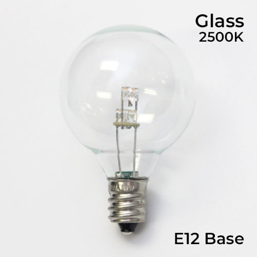 Sival LED G40 Globe Bulb, Glass, Warm White, 0.6W - (Candelabra Base/E12), 25-Pack