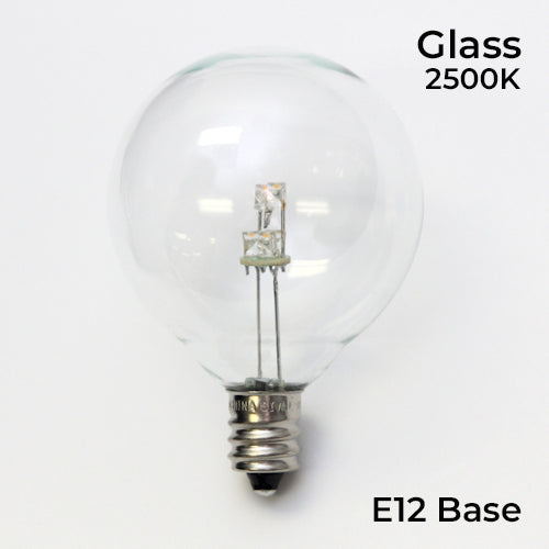 Sival LED G50 Globe Bulb, Glass, Warm White, 0.6W - (Candelabra Base/E12), 25-Pack