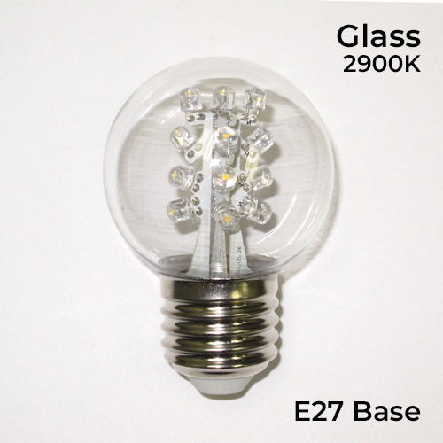 Sival LED G50 Globe Glass Party Bulb, 16 LEDs, 0.7W - Various Colors Available - (Medium Base/E27), Blue, 150-Pack