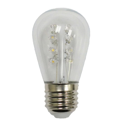 LED S14, glass, 0.7W, 16 LEDs, E27, 120V, amber - (5 pack)