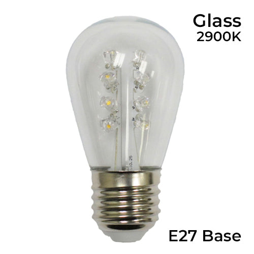 Sival LED S14 Glass Party Bulb, 16 LEDs, 0.7W - Various Colors Available - (Medium Base/E27), Green, 25-Pack