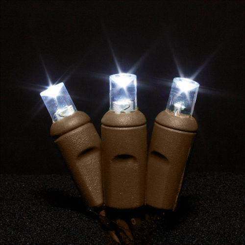 Sival LED 50LT Polka Dot (5mm) CO-AXIAL Christmas Light String, 6" Spacing - Brown Wire (s), Cool White, 1-String Pack