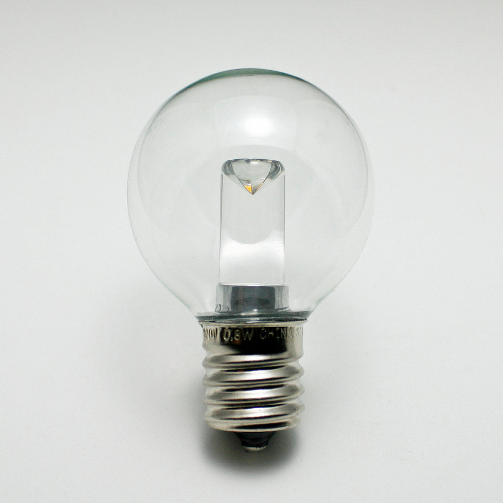 Sival LED Premium G40 Globe Smooth Plastic Party Bulb, 2 SMD LEDs, 0.8W, Warm White (2300K), E17 Intermediate Base, 25-Pack