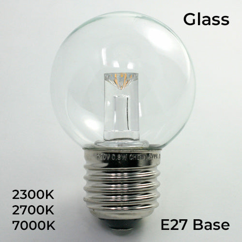 Sival LED Premium G50 Globe Globe Glass Party Bulb, 0.8W, Cool White or Warm White - (Medium Base/E27) , 25 or 200 Bulbs