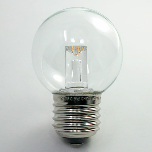 Sival LED Premium G50 Globe Smooth Plastic Party Bulb, 0.8W, Cool White or Warm White (2300K) - (Medium Base/E27) , 25, or 200 Bulbs, 20-Pack