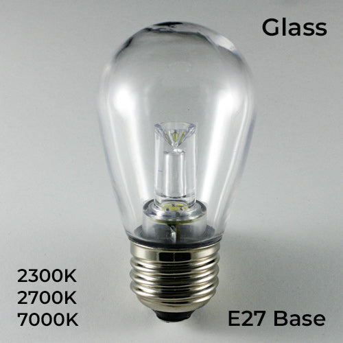 Sival LED Premium S14 Glass Party Bulb, 0.8W, Cool White & Warm White - (Medium Base/E27) , 25, 200 or 250 Bulbs, 250-Pa