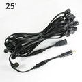 Sival Commercial-Grade Heavy-Duty Light String, 25.5 ft, Candelabra Base (E12) - In-Line Sockets, Black or White, End-to
