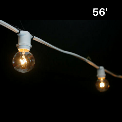 Sival Commercial-Grade Heavy-Duty Light String, 56 ft, Intermediate Base (E17) - 45 In-Line Sockets, Black or White, End-to-End Connectable (s), 1-String Pack
