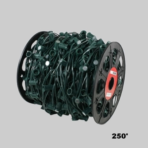 C7 (E12) Spool, 250ft, 12" spacing, green, 18AWG, SPT-1, no