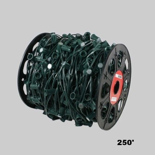 C9 (E17) Spool, 250ft, 12" spacing, green, 18AWG, SPT-1, no